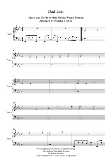 Bad Liar (arr. Roxana Belibou)