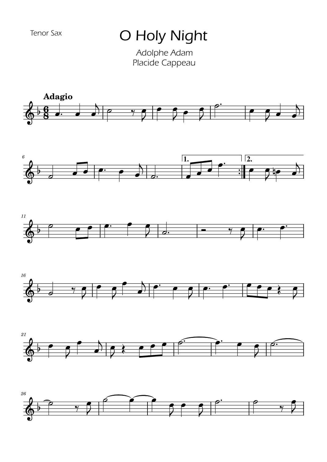 O Holy Night - Tenor Sax Solo w/ Piano (arr. Ygor Nunes)