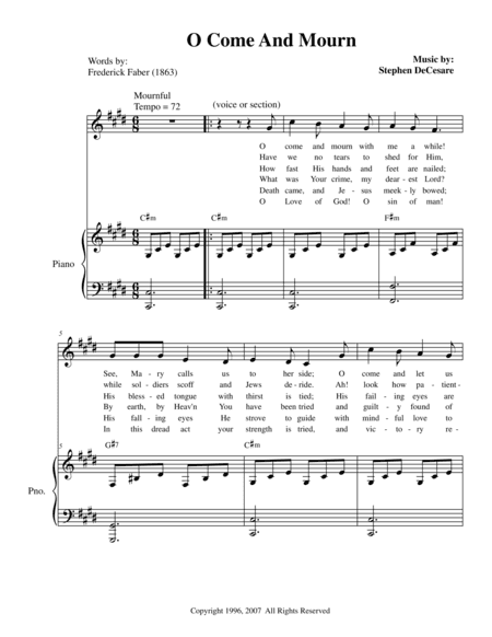 O Come And Mourn (Unison choir)