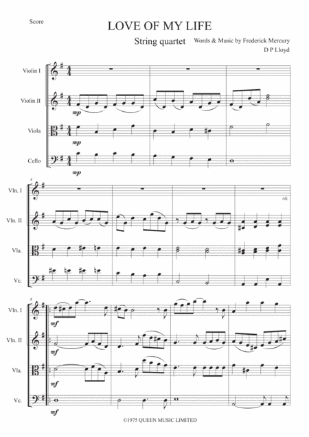 Love Of My Life (arr. Darren Lloyd)