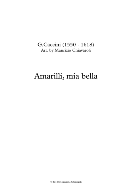 Amarilli, mia bella (arr. Maurizio Chiavaroli)