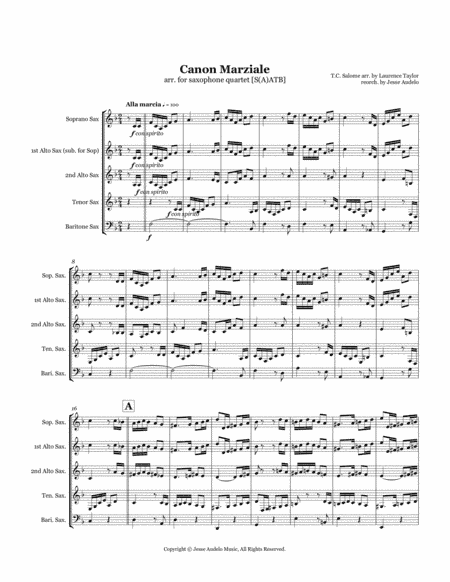 Canon Marziale by T.C. Salome arranged for Saxophone Quartet (arr. Jesse Audelo)