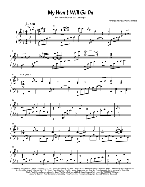 My Heart Will Go On (love Theme From 'titanic') (arr. Lakindu Senthila)