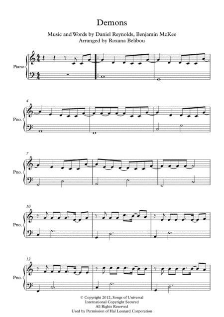 Demons (arr. Roxana Belibou)