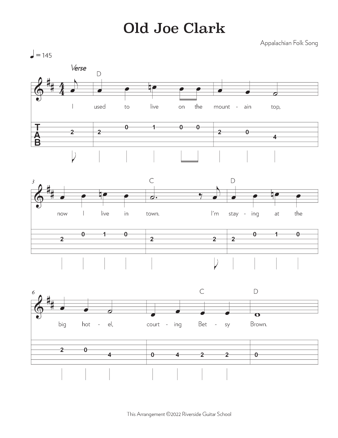 Old Joe Clark (arr. Riverside Guitar School)