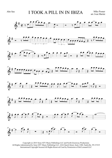 I Took A Pill In Ibiza (arr. Ivan Marini)