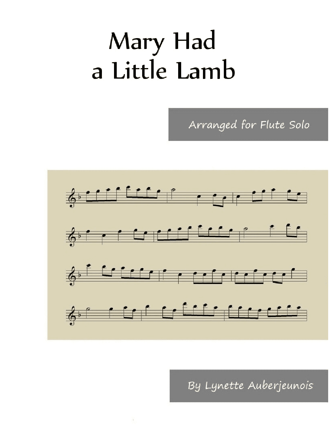Mary Had a Little Lamb - Flute Solo (arr. Lynette Auberjeunois)
