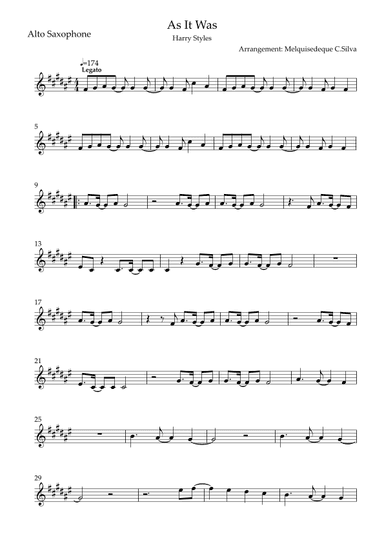 As It Was (arr. Melquisedeque C.Silva)