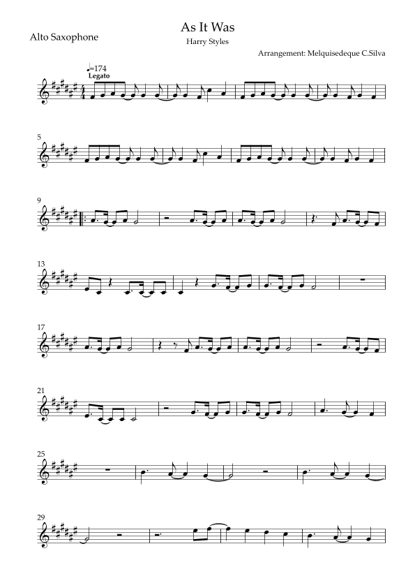 As It Was (arr. Melquisedeque C.Silva)