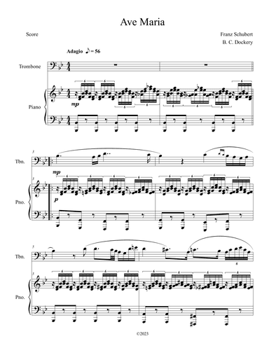 Ave Maria (Trombone Solo with Piano Accompaniment) (arr. B. C. Dockery)