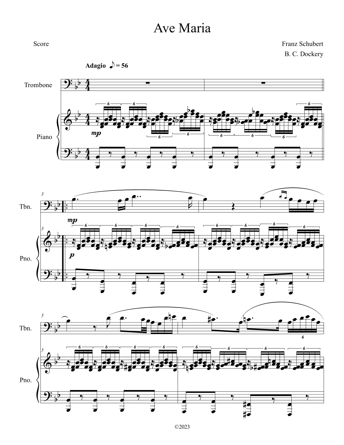 Ave Maria (Trombone Solo with Piano Accompaniment) (arr. B. C. Dockery)