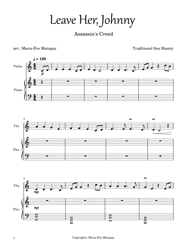 Leave Her Johnny (arr. Marie-Ève Mainguy)