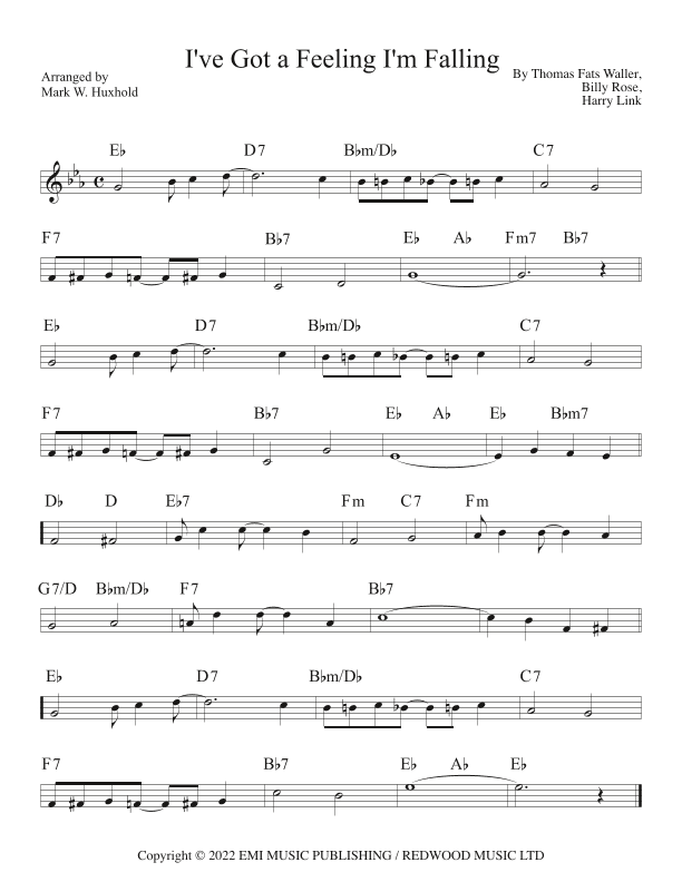 I've Got A Feeling I'm Falling (vocal Version) (arr. Mark W. Huxhold)