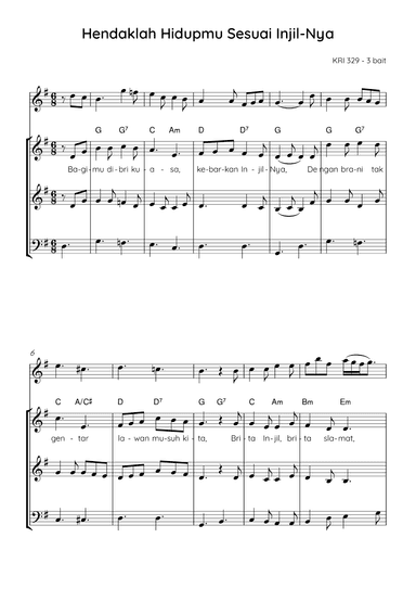 Hendaklah Hidupmu Sesuai Injil-Nya / May Your Life be According to His Gospel - Score Only (arr. Angie Wiranata)