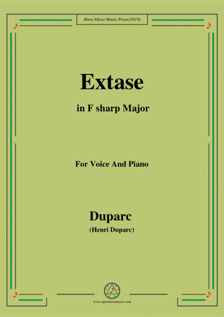 Duparc-Extase in F sharp Major,for Violin and Piano (arr. MSM)