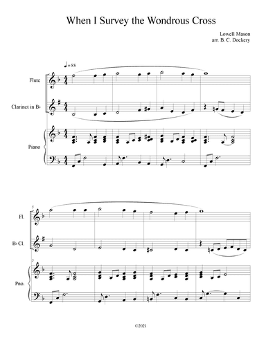 When I Survey the Wondrous Cross (Flute and Clarinet Duet with Piano Accompaniment) (arr. B. C. Dockery)