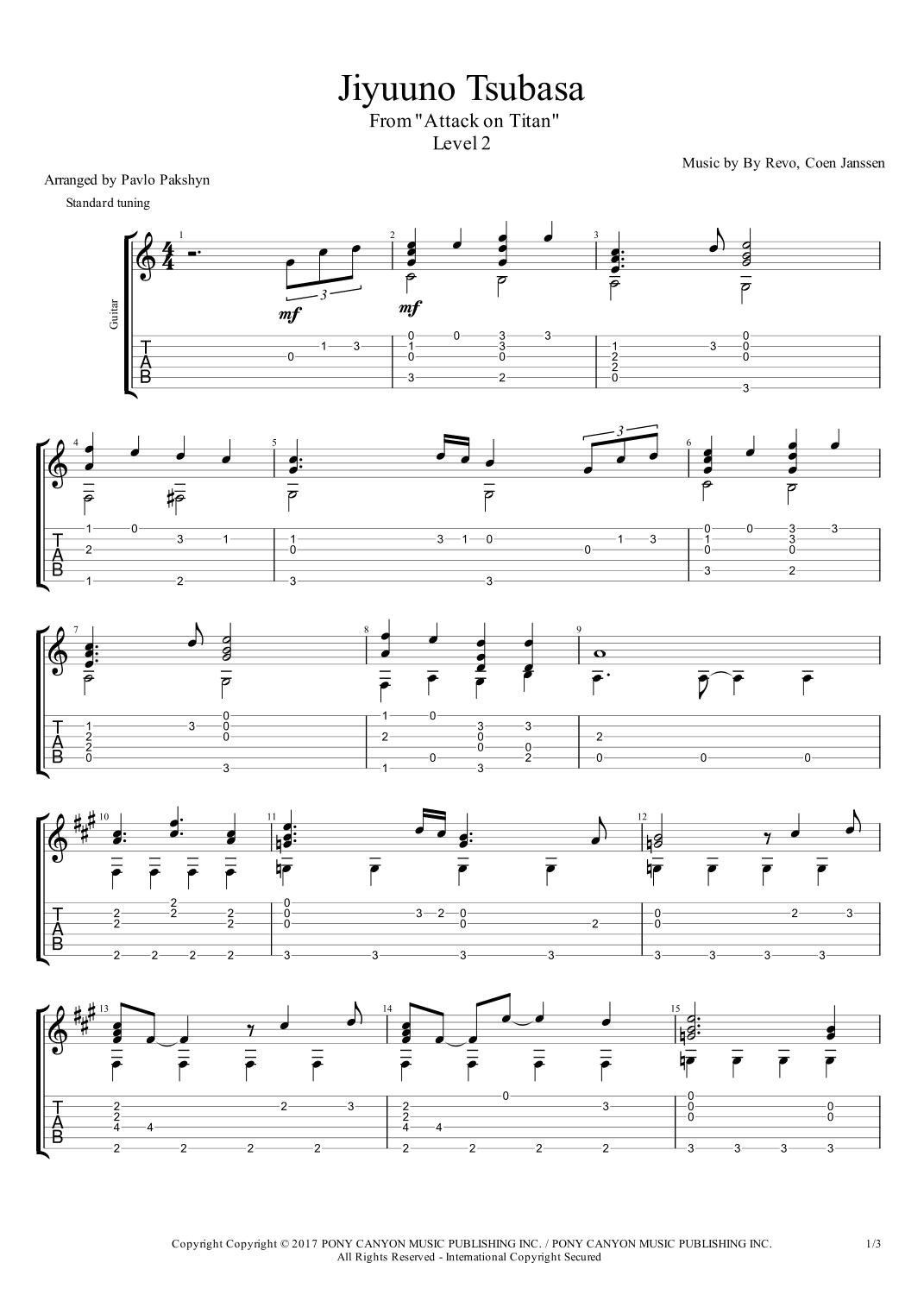 Jiyuuno Tsubasa (arr. Pavlo Pakshyn)