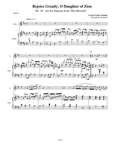Rejoice Greatly, O Daughters of Zion (arr. Kenneth D Friedrich)