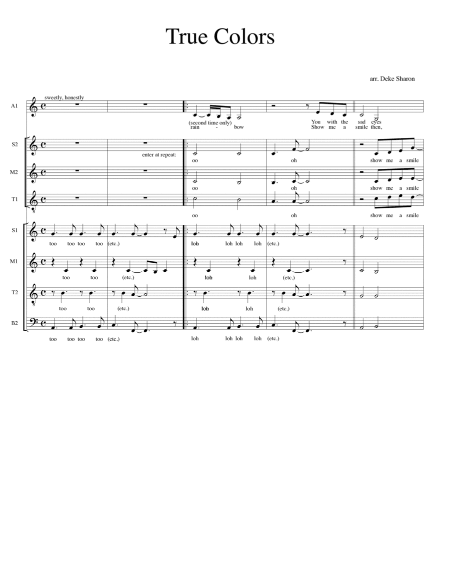 True Colors (arr. Deke Sharon)