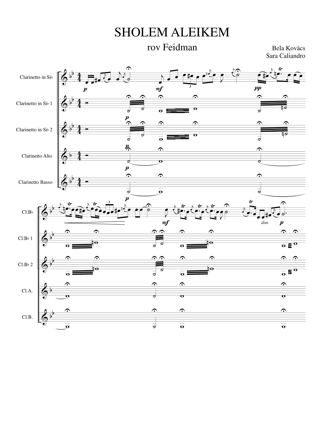 Shalom Aleikem (arr. Sara Caliandro)