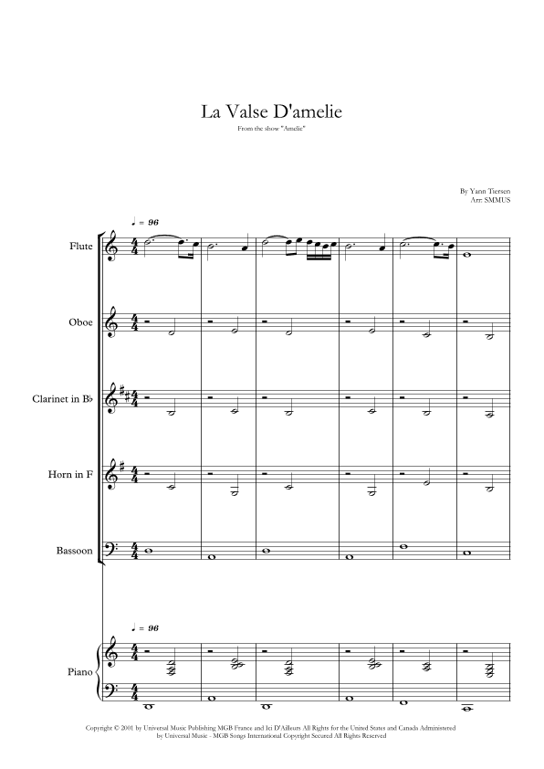 La Valse D'amelie (arr. SMMUS)