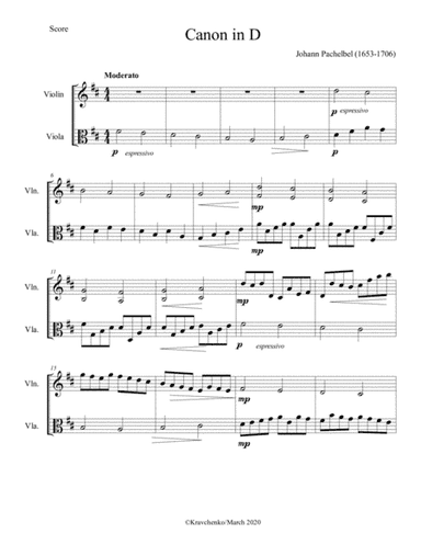 Johann Pachelbel - Canon In D Major for string duo (arr. Julia Samarska)