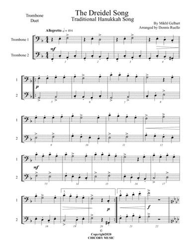 The Dreidel Song - Trombone Duet - Intermediate (arr. Dennis Ruello)