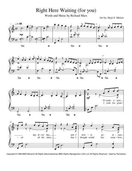 Right Here Waiting (arr. Hajii S. Moises)