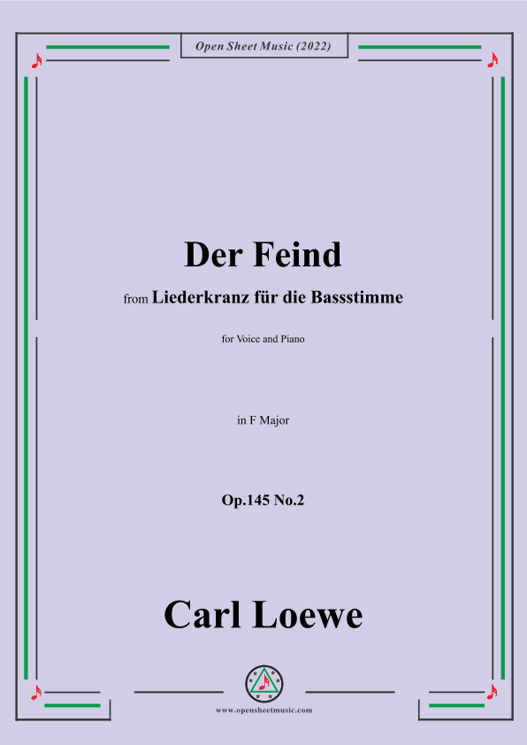 Loewe-Der Feind,in F Major,Op.145 No.2,from Liederkranz für die Bassstimme (arr. OSM Press)