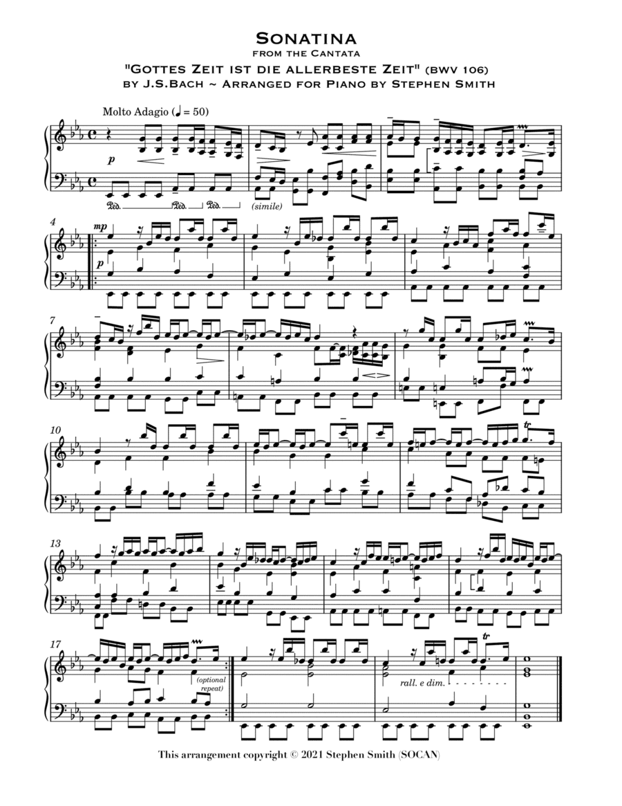 Sonatina from the Cantata "Gottes Zeit" (arr. Stephen Smith)