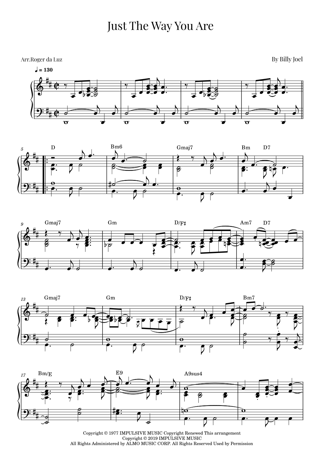 Just The Way You Are (arr. Roger da Luz)