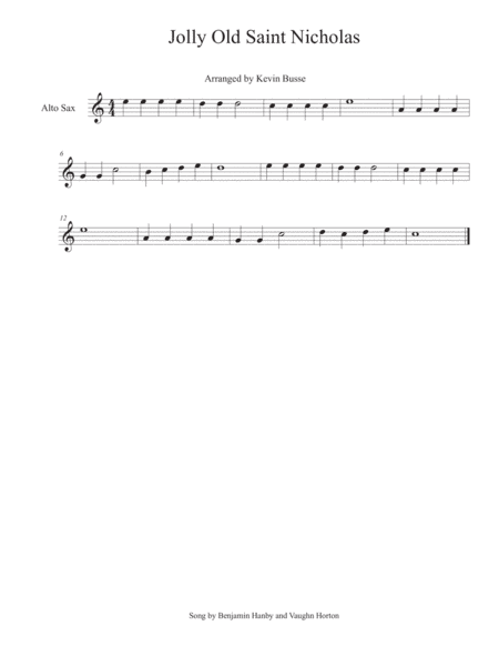 Jolly Old St. Nicholas - Alto Sax (arr. Kevin Busse)