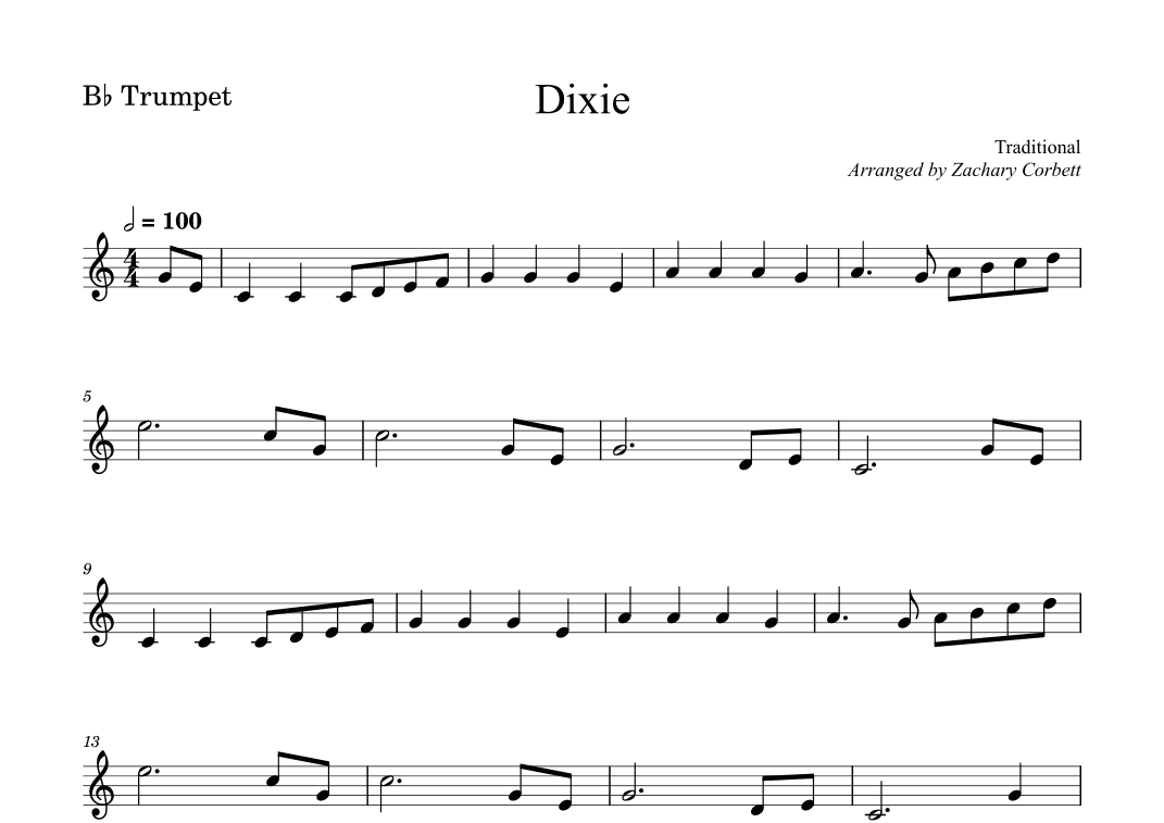 Dixie (arr. Zachary Corbett)