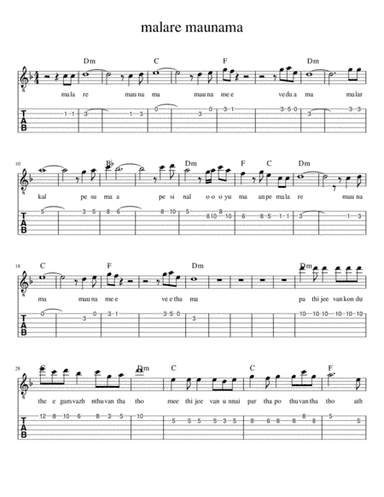 malare maunama (arr. indian guitar lessons)