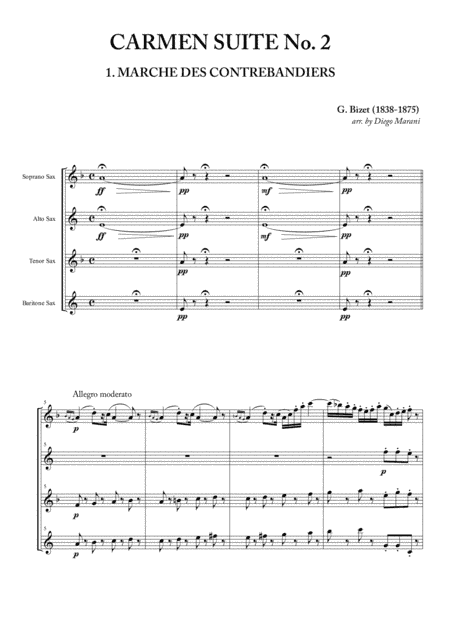 Smugglers March & Habanera from "Carmen Suite No.2" for Saxophone Quartet (arr. Diego Marani)