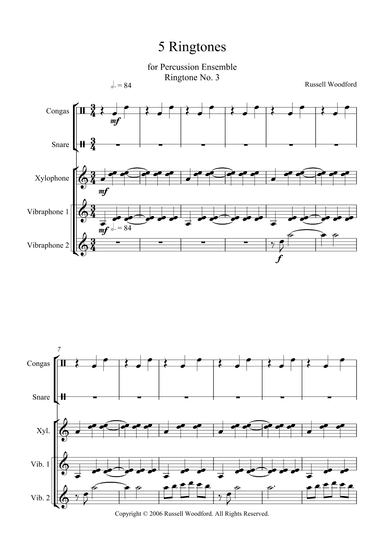 5 Ringtones for Percussion Ensemble: Ringtone 3