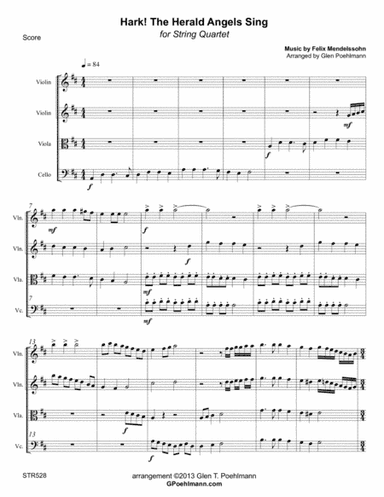 HARK THE HERALD ANGELS SING - unaccompanied STRING QUARTET (arr. Glen Poehlmann)