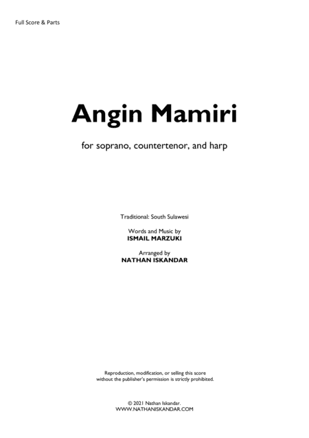 Angin Mamiri (arr. Nathan Iskandar)