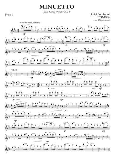 Boccherini's Minuet for Flute Quartet (arr. Diego Marani)