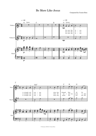 Be More Like Jesus - (Lent/Good Friday) strings violin duet and piano