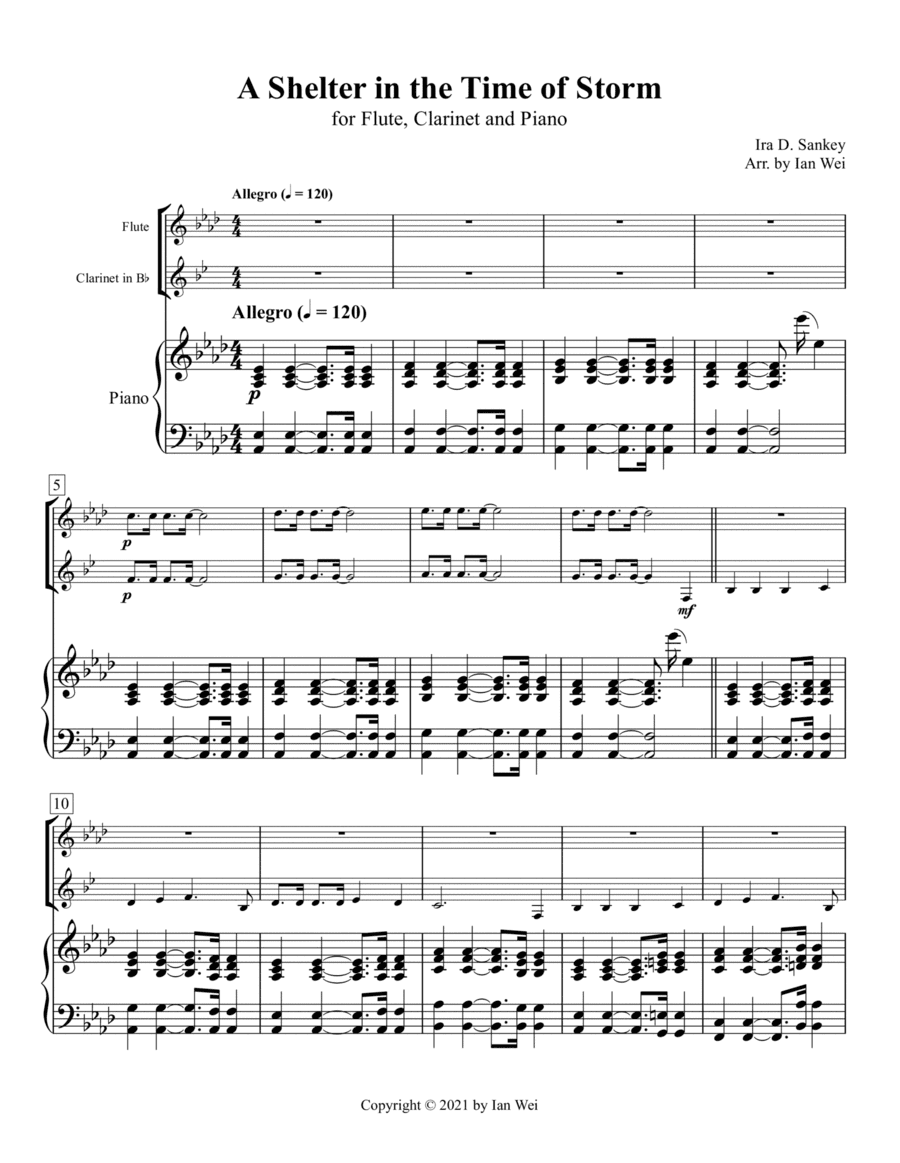 A Shelter in the Time of Storm for Flute, Clarinet and Piano (arr. Ian Wei)
