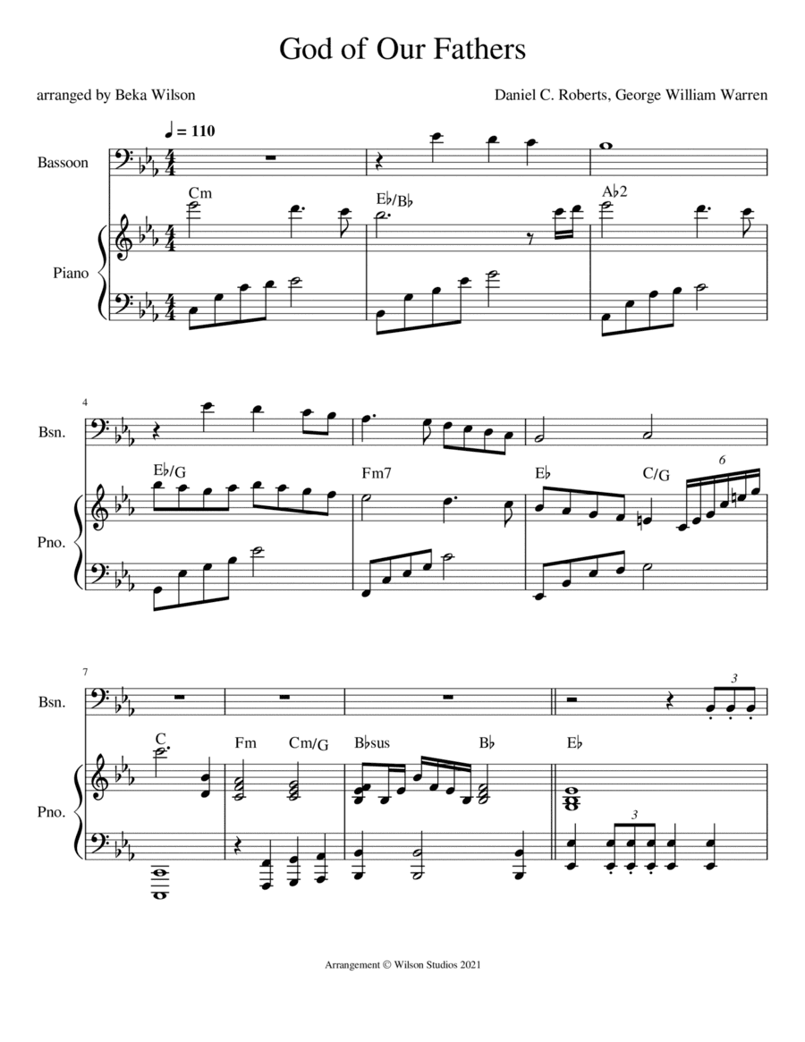 God of Our Fathers--bassoon solo (arr. Beka Wilson)