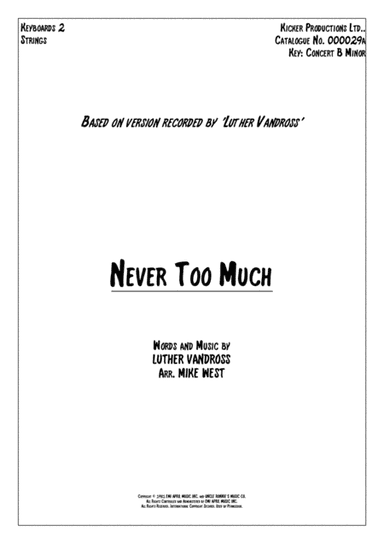 Never Too Much (arr. Mike West)