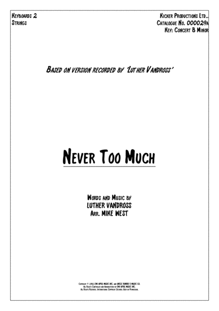 Never Too Much (arr. Mike West)
