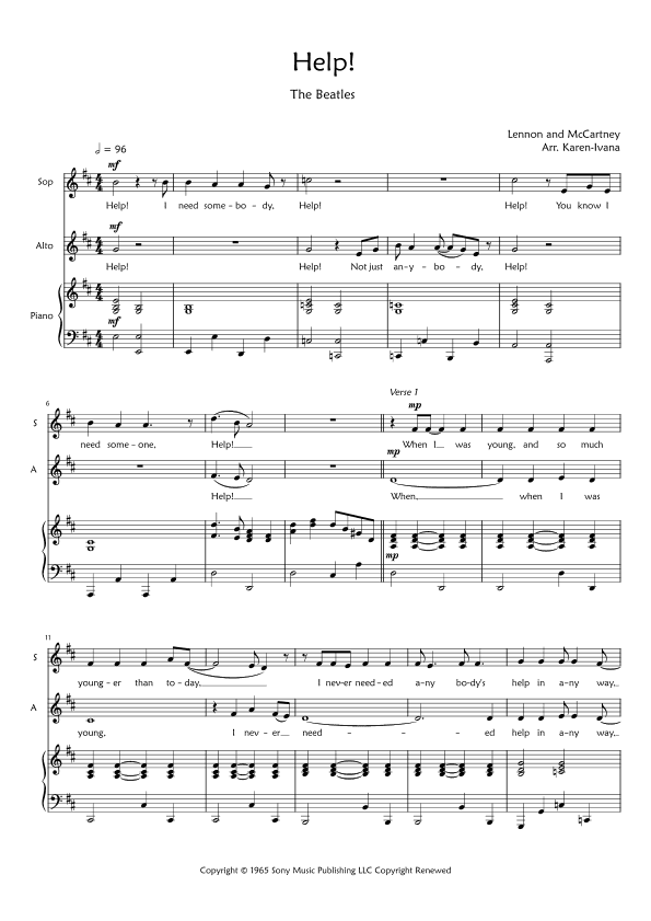 Help! (arr. Karen Ivana)