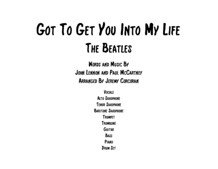 Got To Get You Into My Life (arr. Jeremy Corcoran)