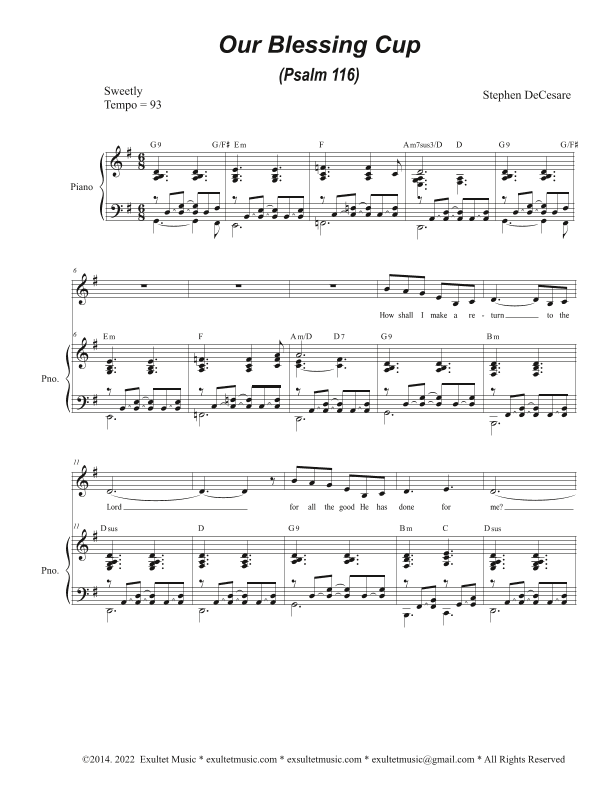 Our Blessing Cup (Psalm 116) (Unison choir)