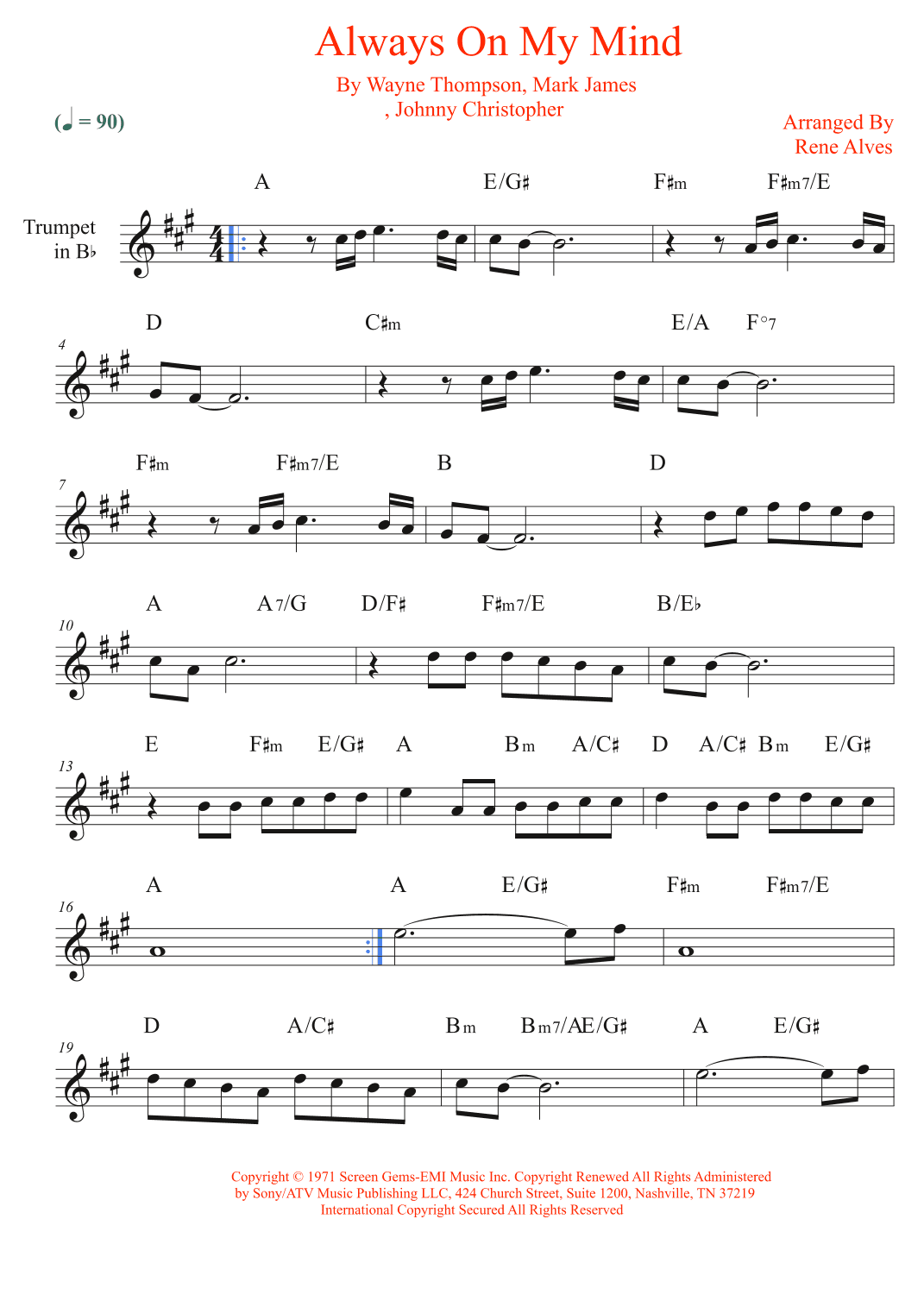 Always On My Mind (arr. Rene Alves)