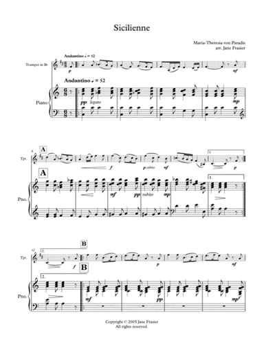Sicilienne (arr. Jane Frasier)