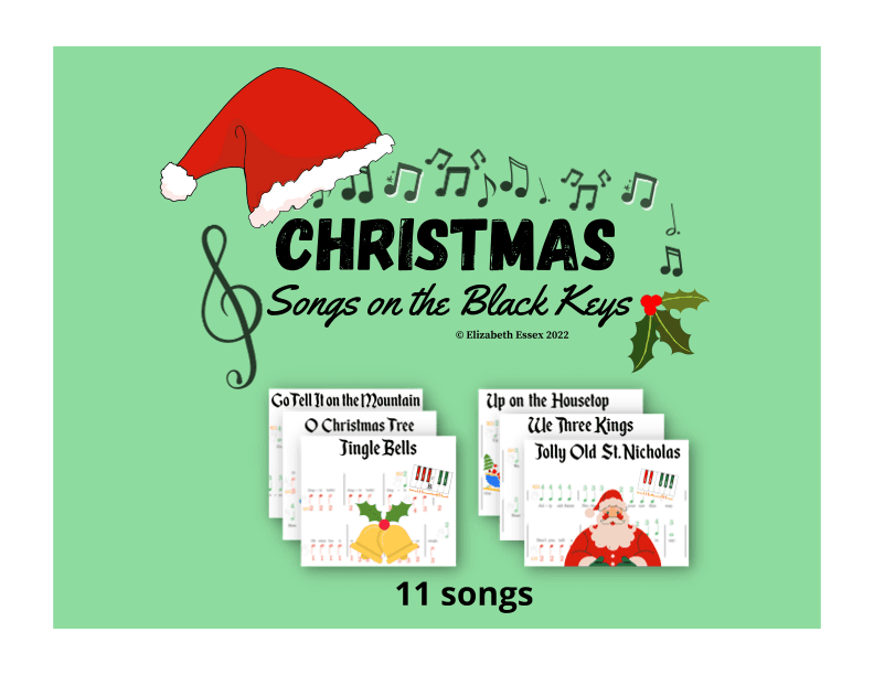 Christmas: SECULAR Songs on the Black Keys - Pre-staff Piano Sheet Music (arr. Elizabeth Essex)